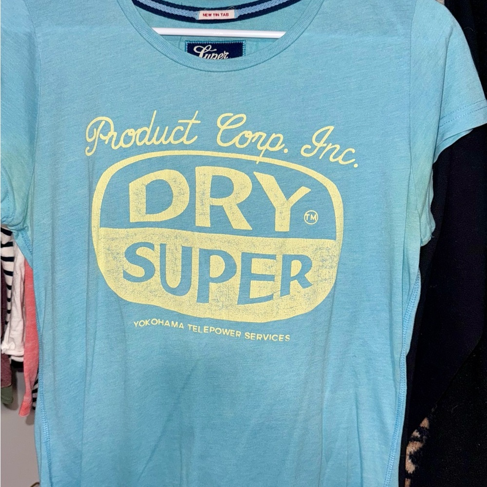 Superdry Blue Tee with Yellow Logo